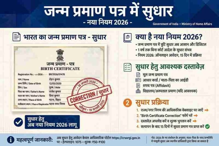 Janm Praman Patr Main Sudhar Kaise Kare-2026
